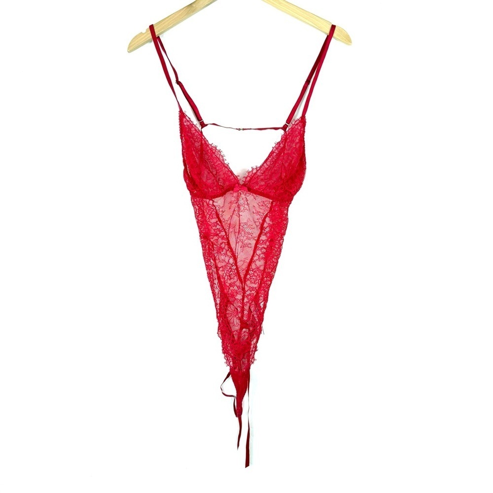 Victoria's Secret Red Unlined Lace Teddy